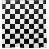 Rideaux De Douche Coeurs de tableau de bord en noir et blanc (Devant)