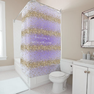 Rideaux De Douche Coeurs d'or Sparkle Purple Parties scintillant cit