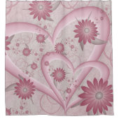 Rideaux De Douche Coeurs et fleurs Abstraits roses Aimer l'art fract (Devant)