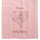 Rideaux De Douche Coeurs et fleurs roses (Devant)