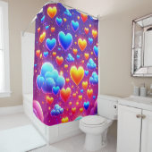 Rideaux De Douche Coeurs et nuages Design (En situation)