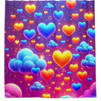 Rideaux De Douche Coeurs et nuages Design