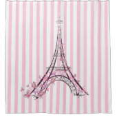 Rideaux De Douche Coeurs et papillons roses Paris Tour Eiffel (Devant)