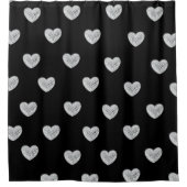 Rideaux De Douche Coeurs étincelants noir bg (Devant)