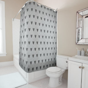 Rideaux De Douche Cœurs Fantaisistes Burlap Gris Maison de Ferme Rus