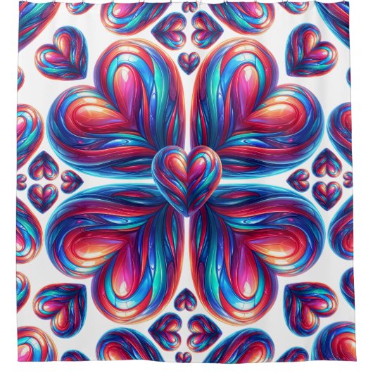 Rideaux De Douche Coeurs hyper-plastiques (Devant)