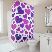 Rideaux De Douche Coeurs mignons, roses et violets (En situation)