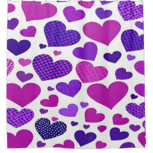Rideaux De Douche Coeurs mignons, roses et violets