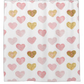 Rideaux De Douche Coeurs Pale Rose Et Or (Devant)