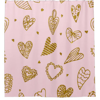 Rideaux De Douche Coeurs parties scintillant or : motif arrière - pl