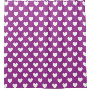 Rideaux De Douche Coeurs polka blanc sur Cactus violet Fleur violet