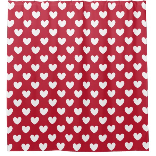 Rideaux De Douche Coeurs polka blancs et rouges (Devant)