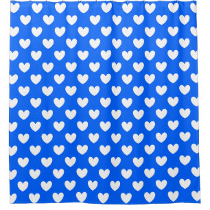 Rideaux De Douche Coeurs polka blancs sur bleu