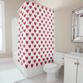 Rideaux De Douche Coeurs polka rouge sur blanc (En situation)