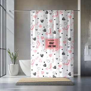 Rideaux De Douche Cœurs Romantiques Personnalisés Rose Noir Saint-Va