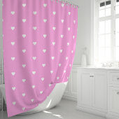 Rideaux De Douche Coeurs rose et blanc