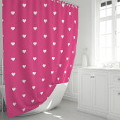 Rideaux De Douche Cœurs rose vif et blancs