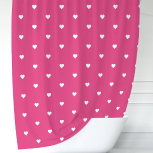 Rideaux De Douche Cœurs rose vif et blancs