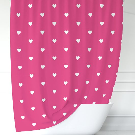 Rideaux De Douche Cœurs rose vif et blancs