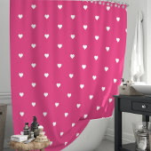 Rideaux De Douche Cœurs rose vif et blancs