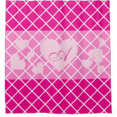 Rideaux De Douche Coeurs roses avec Monogramme de fille (Devant)