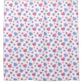 Rideaux De Douche Coeurs roses et bleus sur un arrière - plan blanc. (Devant)