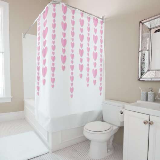 Rideaux De Douche Cœurs roses mignon Saint-Valentin (En situation)