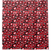 Rideaux De Douche Coeurs, rouge, noir, blanc, Saint Valentin. Showe (Devant)