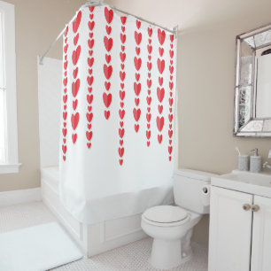 Rideaux De Douche Cœurs Rouges Mignon Saint-Valentin