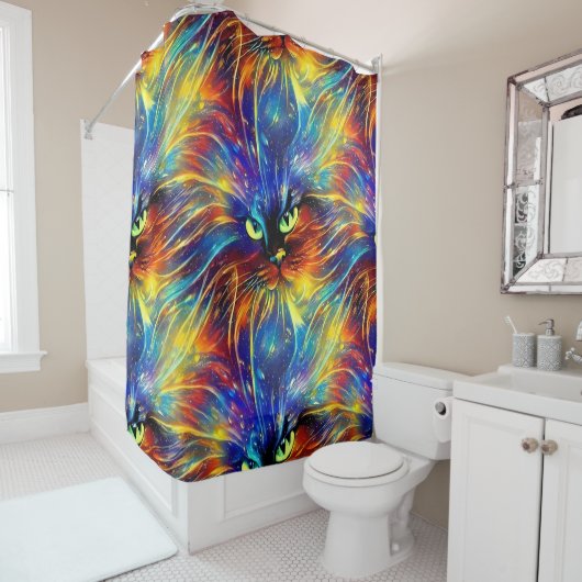 Rideaux De Douche Cohésif Abstrait Exquis Cat Splashes Simples (En situation)