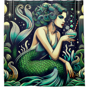 Rideaux De Douche "Coiffure au Mermaid Lounge"