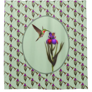 Rideaux De Douche Colibri Et Fleur Iris