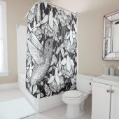 Rideaux De Douche Colibri et fuchsia (En situation)