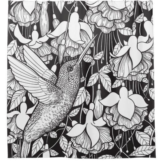 Rideaux De Douche Colibri et fuchsia (Devant)