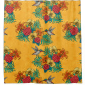 Rideaux De Douche Colibris et bouquet tropical en jaune (Devant)
