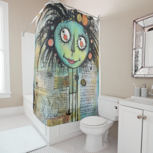 Rideaux De Douche Collage Art Girl Lady 10 (En situation)