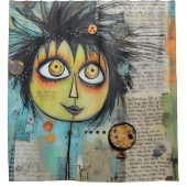 Rideaux De Douche Collage Art Girl Lady 3 (Devant)