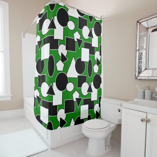 Rideaux De Douche Collage Bauhaus Vert (En situation)