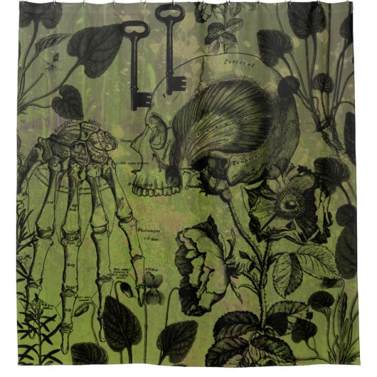 Rideaux De Douche Collage de clé de crâne gothique (Devant)