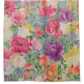 Rideaux De Douche Collage de fleurs d'été aquarelle (Devant)
