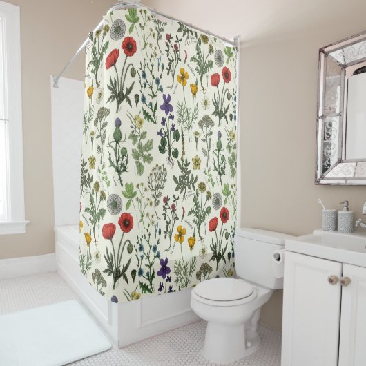 Rideaux De Douche Collage de fleurs sauvages (En situation)