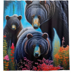 Rideaux De Douche Collage de la famille de l'ours
