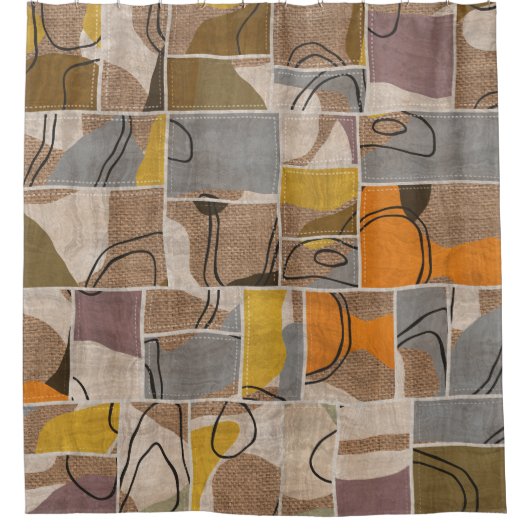 Rideaux De Douche Collage de patchwork, motif de mixage de courtepoi (Devant)