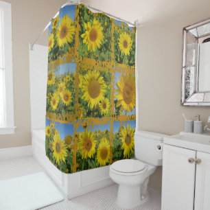 Rideaux De Douche Collage de tournesols jaunes en été