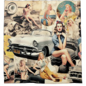 Rideaux De Douche Collage Des Filles Rétro Des Années 1950 (Devant)