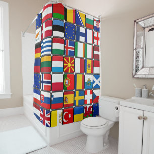 Rideaux De Douche Collage international du drapeau