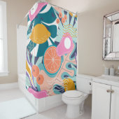 Rideaux De Douche Collage moderne floral sans couture motif. Exposit (En situation)