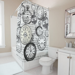 Rideaux De Douche Collage Montre de Goût Victorien Alice au Pays des