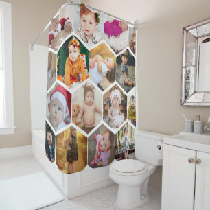 Rideaux De Douche Collage photo Hexagon