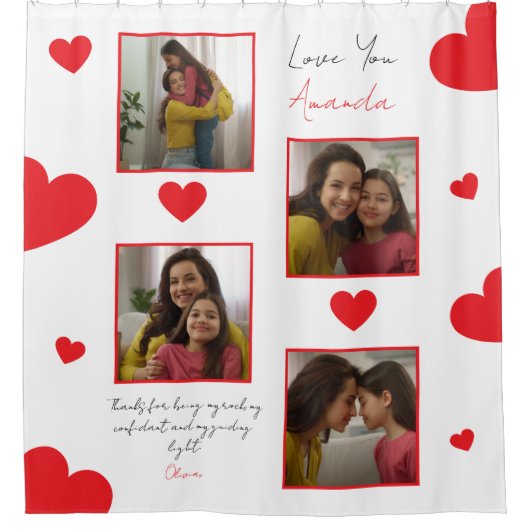 Rideaux De Douche Collage photo moderne de Red Hearts (Devant)